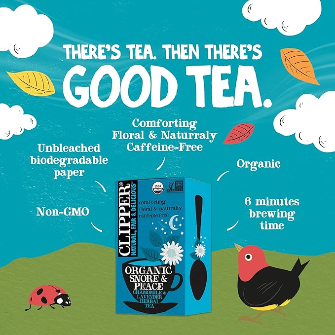 Clipper Tea Snore and Peace Chamomile & Lavender Herbal Tea – Caffeine Free, USDA Organic, Great Hot or Iced – Comfortingly Floral, Natural, Fair & Delicious – 120 Tea Bags