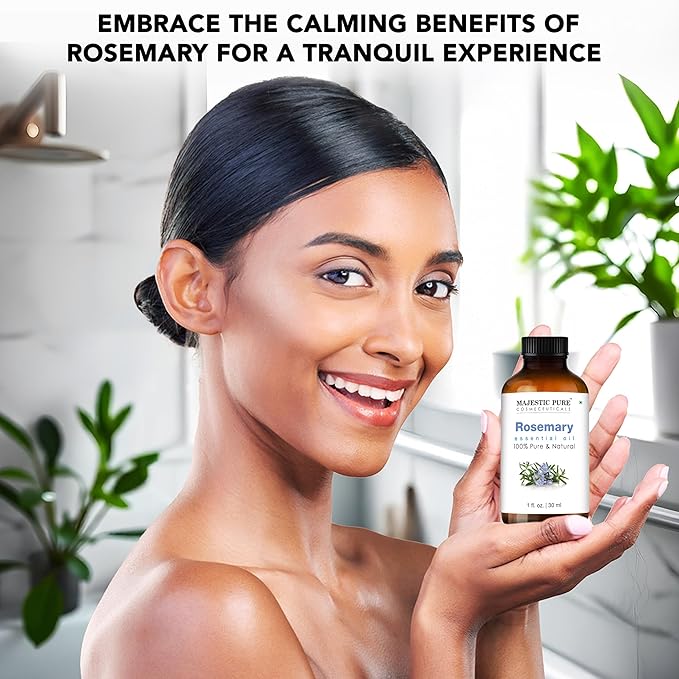 Majestic Pure Rosemary Essential Oil - 100% Pure & Premium Oil for Hair Growth, Skin, Face, Aromatherapy & Diffuser - 1 fl oz | Perfect Oil for Hair Growth