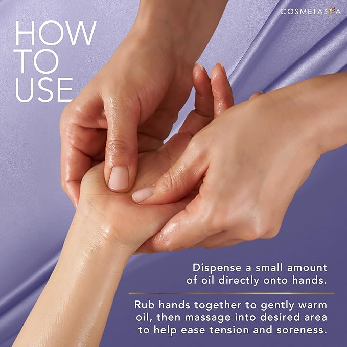 Lavender Relaxation Massage Oil - No Stain 100% Natural Blend of Spa Quality Oils for Soothing, Calming, Aromatic Massage Therapy 8.8 oz by Cosmetasa