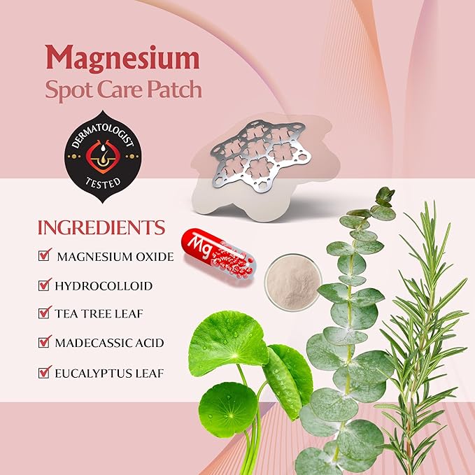 FreeGo Magnesium Acne Patches for Face. Blemish.Zit & Dark Spots from Post-Blemish, Acne .Zit. Self Dissolving,Hydrocolloid, Tee Tree oil & more (S 15pc)
