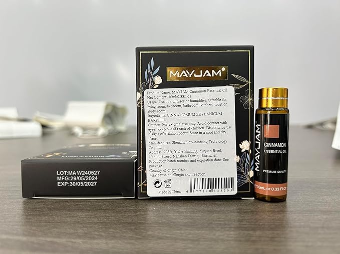 Cinnamon Essential Oil, MAYJAM 10ML/0.33FL.OZ Premium Cinnamon Oils for Soap Candle Making, Diffuser, Bedroom, Living Room, Office