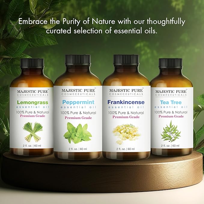 MAJESTIC PURE Lavender Essential Oil | 100% Pure and Natural Oil | Premium Grade Essential Oils for Hair Care, Home Diffusers, Skin, Aromatherapy, Massage and Humidifiers | 2 Fl Oz