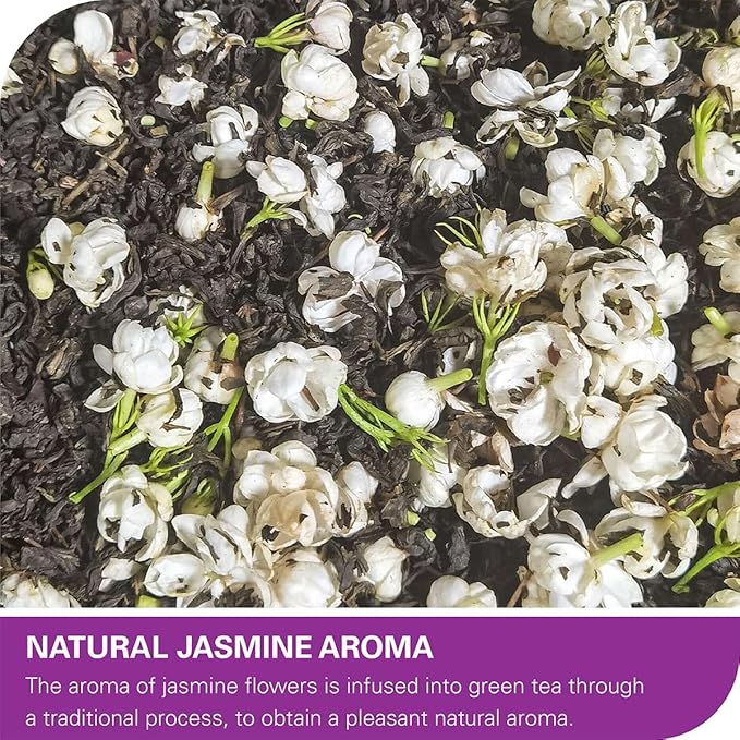 WT WEETEE Organic Jasmine Green Tea Bags, Organic Jasmine Scented Green Tea 100 Count, Refreshing & Relaxing, Coffee Alternative, No Artificial Flavors