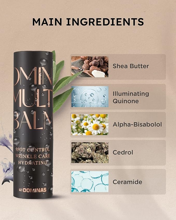 Korean Multi Balms Stick (Pack of 2/0.24 oz*2) Facial Moisturizer, Lip Balm, Eye Cream, Neck Cream for Wrinkles/Fine Lines. CoQ10, Niacinamide & Ceramide | Korean Skin care