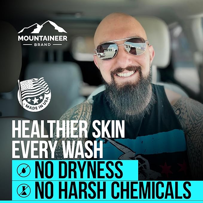 Mountaineer Brand Natural Bald Head Shampoo with Fresh & Natural Scent | Daily Scalp & Face Soap Wash | Bald Head Care for Men | Made in West Virginia | Cleanse | 4oz