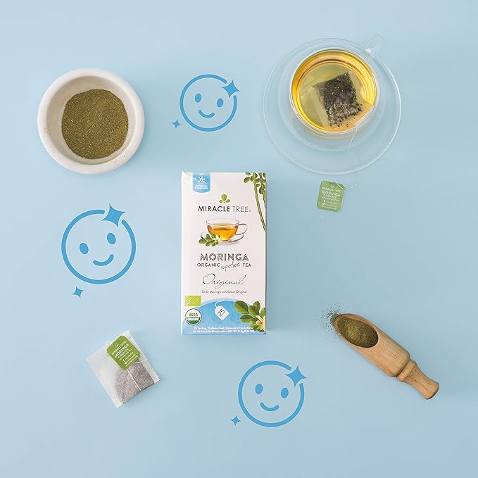 Miracle Tree - Organic Moringa Superfood Tea, 25 Individually Sealed Tea Bags, Original (Keto, Detox, Energy & Immunity Booster, Vegan, Gluten-Free, Organic, Non-GMO, Caffeine-Free)