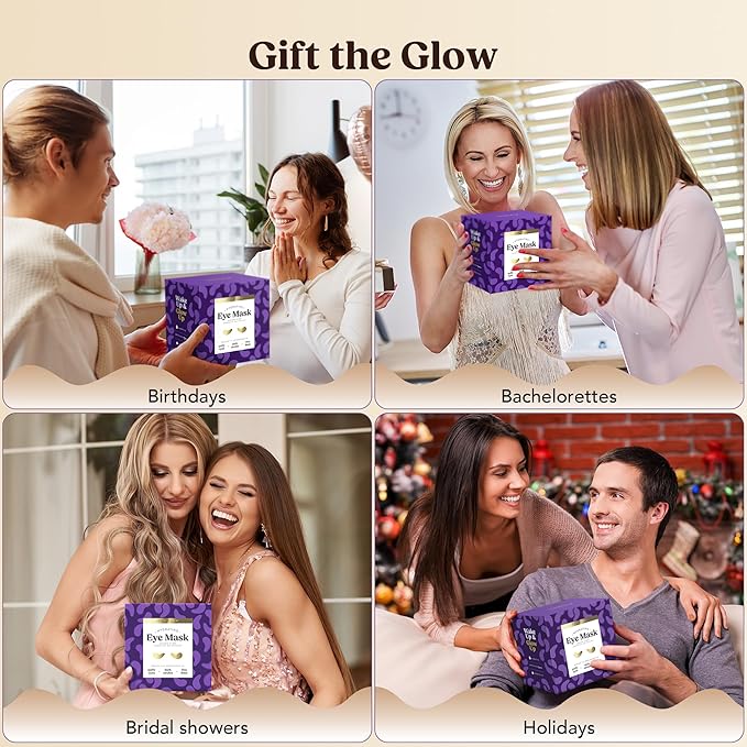 DERMORA Golden Glow Under Eye Patches (50 Pairs Eye Gels) - Rejuvenating Treatment for Dark Circles, Puffy Eyes, Refreshing, Revitalizing, Travel, Wrinkles