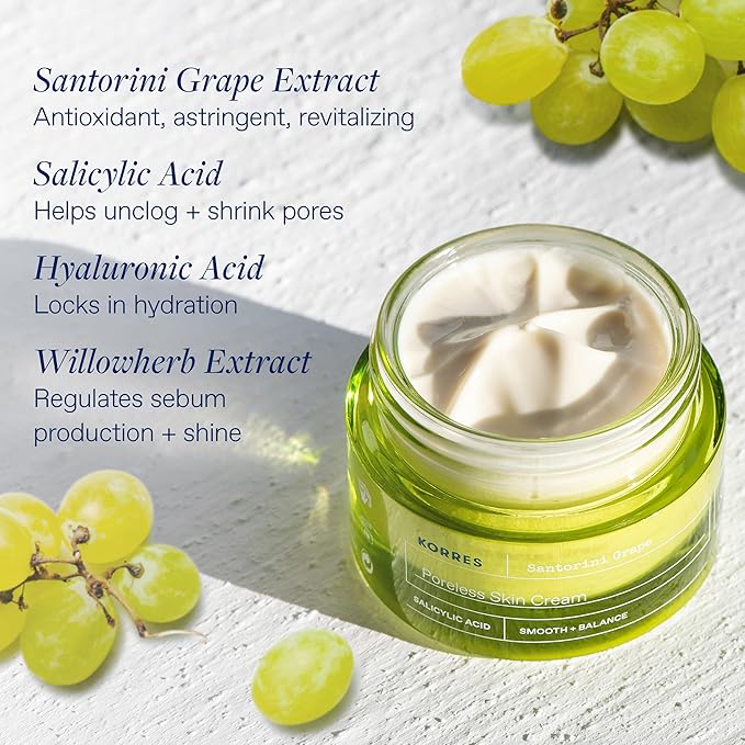KORRES Santorini Grape Poreless Skin Power Duo - Cream & Velvet Skin Drink, 2 Piece Set