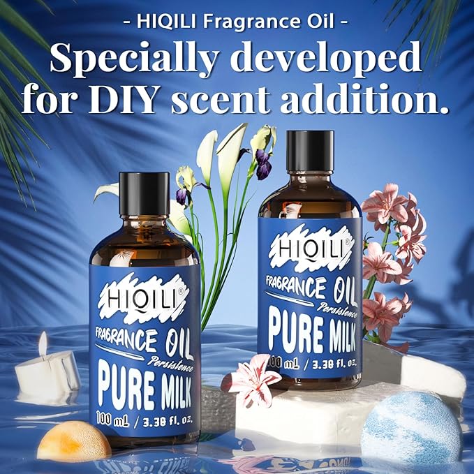 HIQILI Pure Milk Essential Oil 100ml - Gourmand Fragrance Oil for Diffuser, Laundry, Long Lasting Scented Oil for Soap, Bath Bomb, Candle Making 3.38 Fl Oz