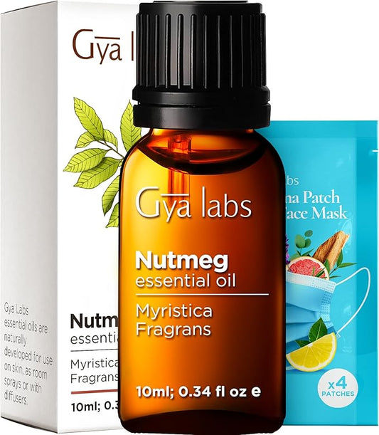 Gya Labs Nutmeg Essential Oil for Diffuser - 0.34 Fl Oz - 100% Pure Natural Nutmeg Oil for Diffusers, Aromatherapy, Skin, Candles Making - Warm Spicy Yet Sweet Scent