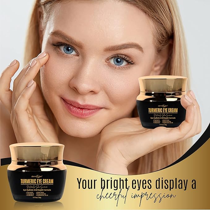 Hydrating Eye Cream & Peptide Serum Set – Turmeric + Vitamin C Eye Cream & Peptide Complex Face Serum with Hyaluronic Acid, Aloe Vera & Vitamins C+E – Nourishing Skincare Duo for a Refreshed Look