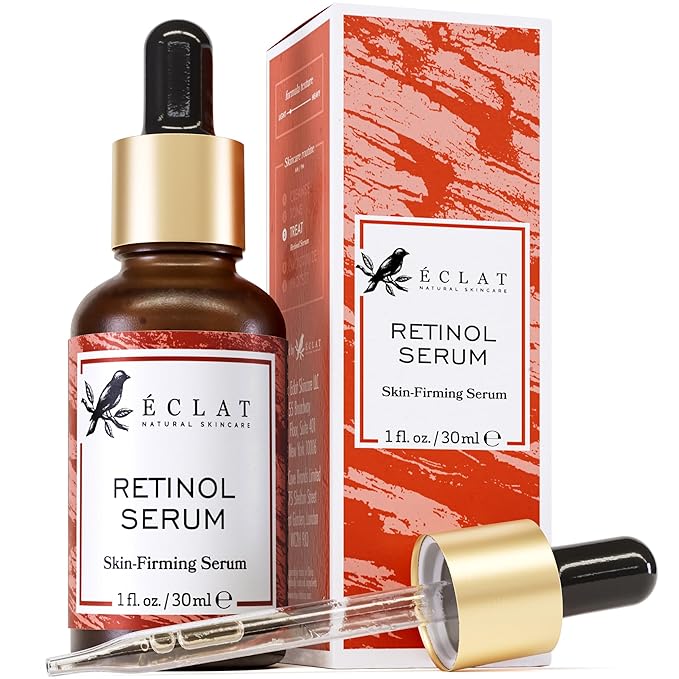 Eclat Skincare Retinol Serum for Face - Pure Retinol with Hyaluronic Acid & Vitamin E - Skin Care for Dark Spots - Anti Aging & Anti Wrinkle Formula - Resurfacing Retinoid Serum for Face 1 fl oz