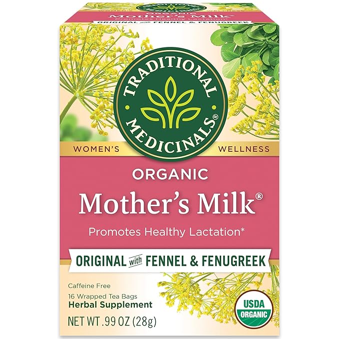 Traditional Medicinals Tea, Organic Mother's Milk, Promotes Healthy Lactation, Breastfeeding Support, Includes Spearmint 16 Tea Bags