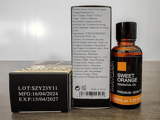 Sweet Orange Essential Oil 30ML/ 1.01FL.OZ, MAYJAM Pure Aromatherapy Sweet Orange Oil for Massage, Diffuser, Soap Making, Long Lasting Scents