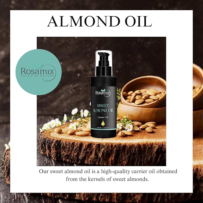 COLD PRESSED SWEET ALMOND OIL - 100% Pure and Natural Moisturizing Face, Hair, Body, Skin Care, 100ml