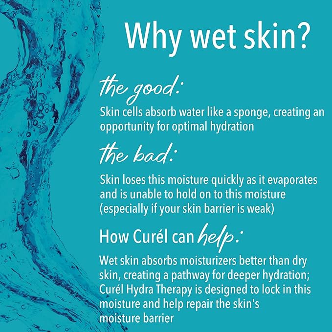 Curel Hydra Therapy, Itch Defense Moisturizer, Wet Skin Lotion, with Advanced Ceramide Complex, Vitamin E, & Oatmeal Extract, Helps to Repair Moisture Barrier, 12 Oz