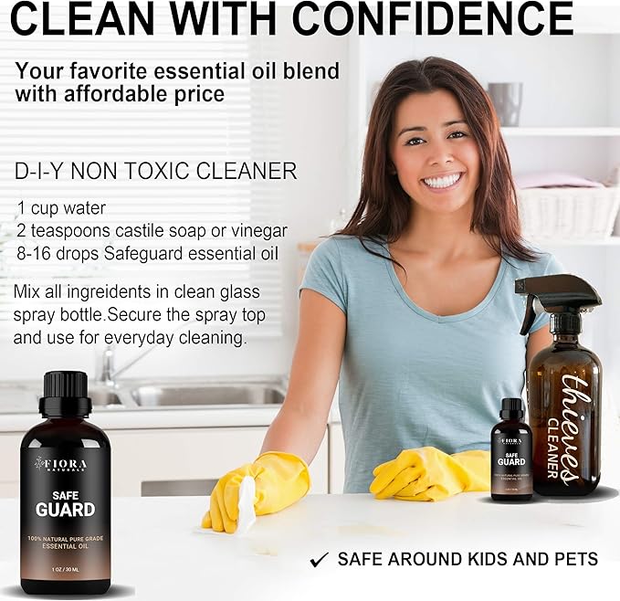 Immunity Essential Oil Blend for Health Shield Aromatherapy with Clove Cinnamon Lemon Rosemary & Eucalyptus Oil - Thieves and Robbers Safeguard Oil - Immune Support Blend - Diffuse or Apply