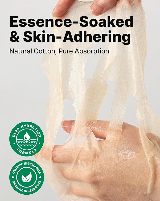 MAY COOP Raw Face Sheet Mask – Korean Hydrating & Clarifying Face Mask with 80% Maple Sap for Soothing and Balanced Skin - Soft Cotton Sheet for Hypoallergenic Skin, 6 Sheets