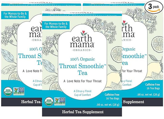 Throat Soothie Tea with Elderflower for Immune Support | Formulated with No Licorice | Safe for Kids & During Pregnancy, 16-Count (Packaging May Vary, 3-Pack)
