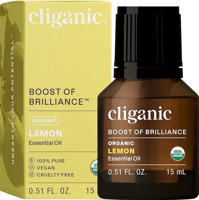 Cliganic Organic Lemon Essential Oil, 0.51 FZ