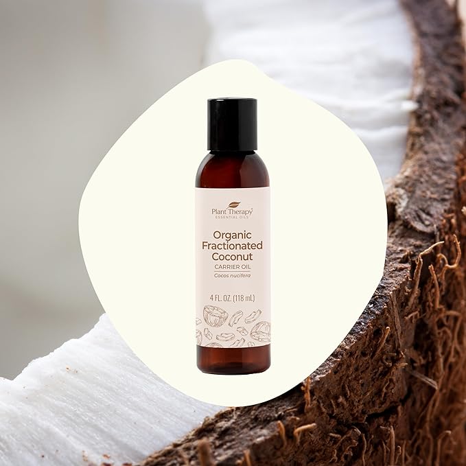 Plant Therapy Organic Fractionated Coconut Oil for Skin, Hair, Body 100% Pure, USDA Certified Organic, Natural Moisturizer, Massage & Aromatherapy Liquid Carrier Oil 4 oz