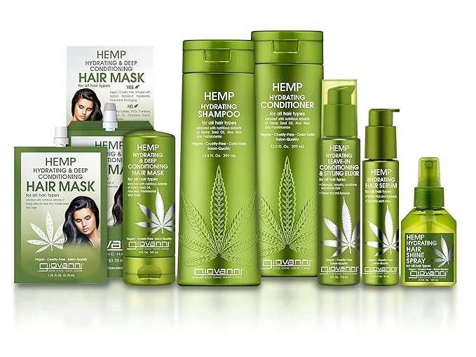 GIOVANNI Hemp Hydrating Hair Shine Spray - Contains Hemp Seed Oil, Aloe Vera, Frankincense, Helps Stimulate, Moisturize & Revitalize Damaged Hair, No Parabens, Sulfate Free - 4.3 Fl Oz