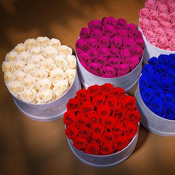 27 Flowers in a Luxury Suede Box, Birthday Gifts for Women, Preserved Flowers, Mothers Day Roses Gift for Mom, White