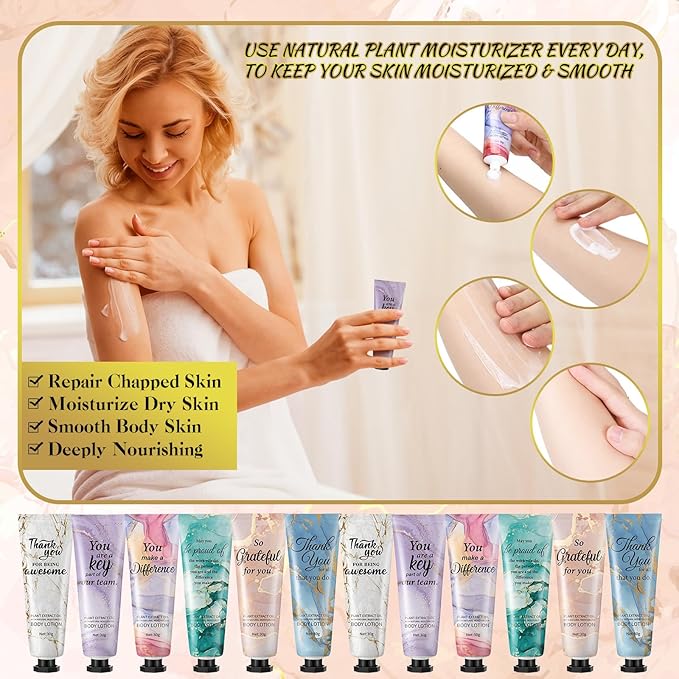 36pcs Mini Body Lotion Bulk Employee Appreciation Gifts in Bulk Mother's Day Travel Size Body Lotion Thank You Inspirational Gifts for Coworker Employees Team Women Moisturizing Staff