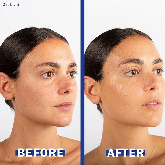 Tinted Serum - Hydrating Face Serum with Hyaluronic Acid - Skin Tint - Lightweight Foundation for Skin Glow - 99% Natural Ingredients - Vegan Makeup & Skincare - 1.0 Fl Oz – 02 Light