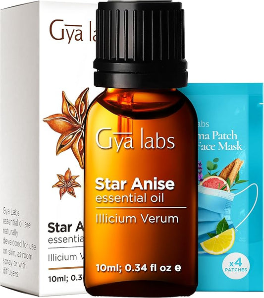 Gya Labs Star Anise Essential Oil for Skin - 0.34 Fl Oz - 100% Pure Natural Star Anise Oil for Diffuser, Hair, Candle Making DIY & Aromatherapy - Sweet Spicy Scent