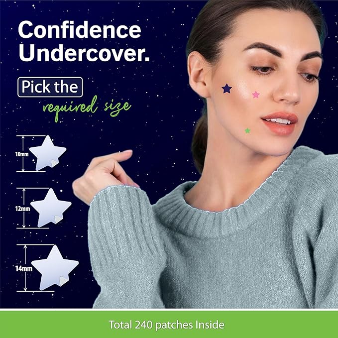 Star Pimple Patches for Face – Hydrocolloid Acne Patches for Quick Zit Relief And Blemishes, Invisible Spot Stickers That Stay All Night, Gentle for All Skin Types, Oil-Free (40 Count)