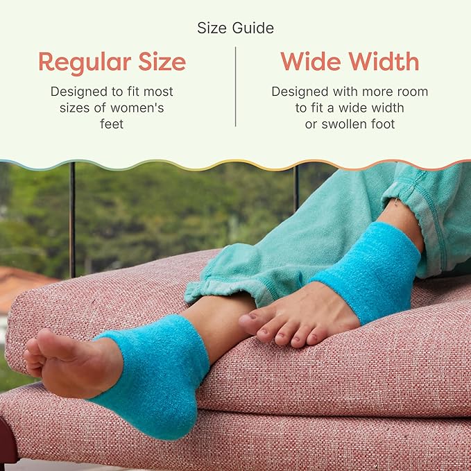 ZenToes Moisturizing Socks for Cracked Heel Treatment - Vitamin E, Olive Oil and Jojoba Oil Infused Heel Socks to Soften and Hydrate (Fuzzy Blue, Wide Width)