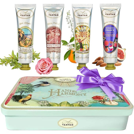 Hand Lotion Gift Set for Women 4pcs UnAir d'Antan, Hand Cream Gift Set with Shea Butter, Sweet Almond Oil, 4 Hand Cream For Women - Lotion Gift Set Includes Scents of Provence, Douce, Rose & Joie