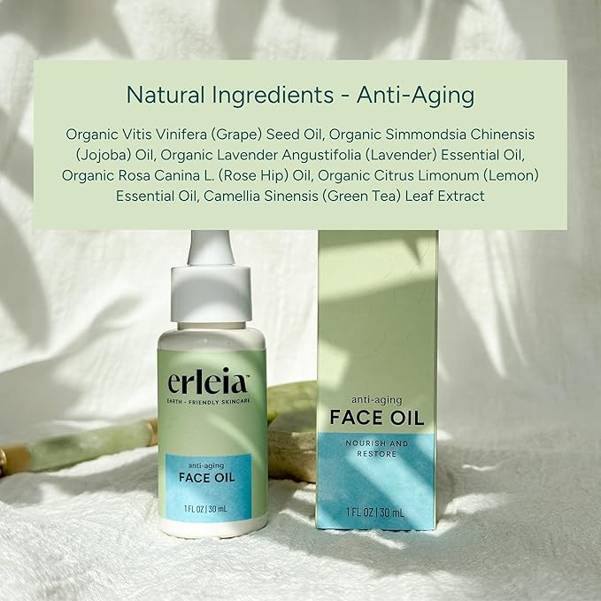 Anti-Aging Face Oil, Moisturizing Facial Oil with Natural Botanicals, Vegan, Cruelty-Free, Travel-Friendly Compostable Bottle