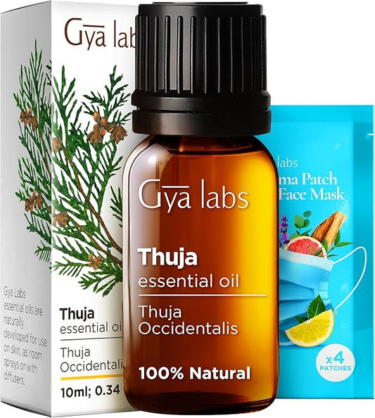 Gya Labs Thuja Essential Oil for Skin - 0.34 Fl Oz - 100% Pure Natural Thuja Oil for Diffuser, Hair, Aromatherapy & Candle Making - Woody Camphorous & Cleansing Scent