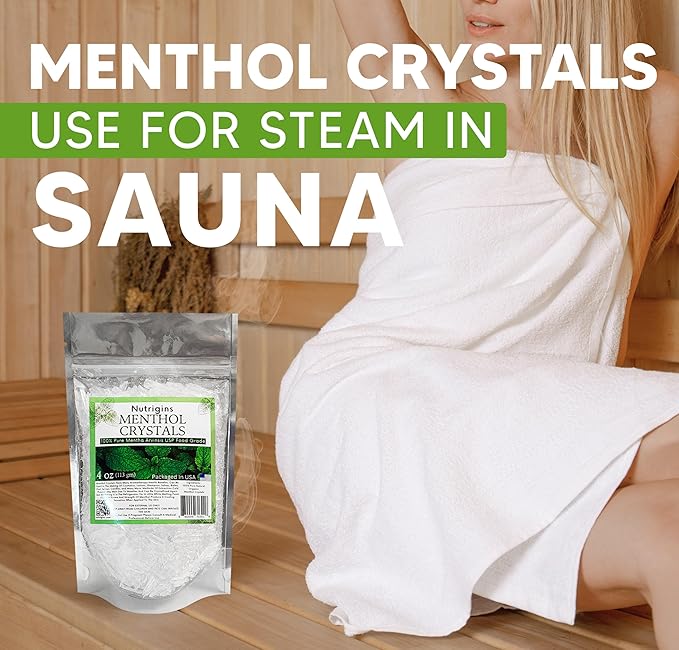 Menthol Crystals 100% Pure Organic Natural Spa Quality in 4OZ Resealable Bag
