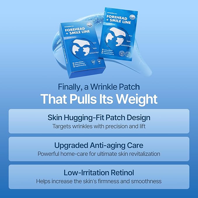 Forehead and Smile Line Wrinkle Patches - Anti Wrinkle Patches for Lip - Face Tape Overnight Self Care for Woman for Smoothing and Firming - Smile Line Patches (6 Pack)