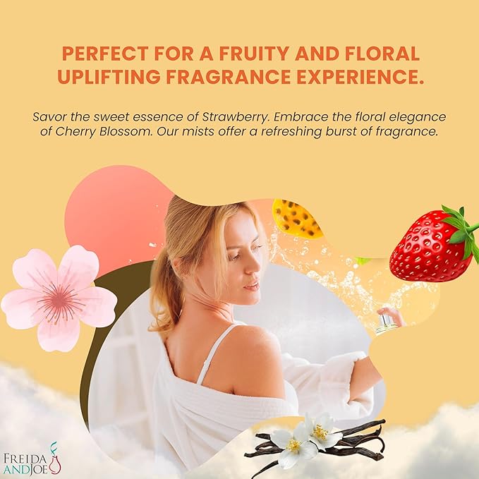 Fine Fragrance Body Mist & Body Splash Gift Set – Luxury Self-Care Combo for Women and Girls (Cherry Blossom, Strawberry, Warm Vanilla, Rose Soap) Mother’s Day Gift for Mom