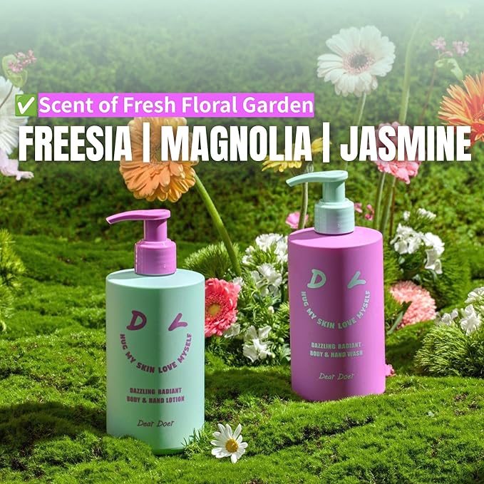 Dear Doer] Dazzling Radiant Body & Hand Lotion | Vegan | 10.14 fl.oz - pH-Balanced, Non-Sticky Vitamin Lotion, No Added Silicone, Fresh Floral Scent