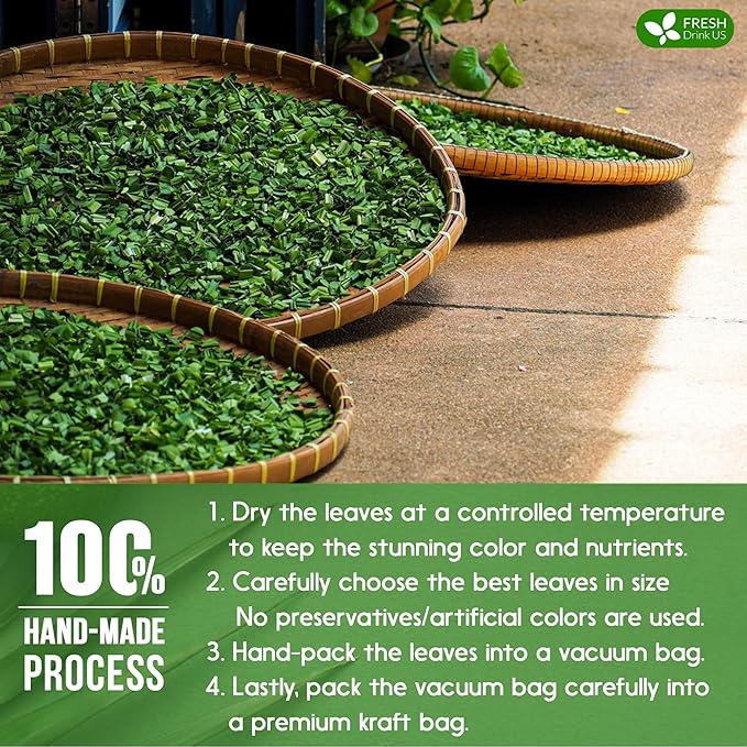 FreshDrinkUS, Premium 2oz Natural Pandan Leaves Dried, 100% Pure Dried Pandan Leaves, Pandan Leaf Tea, No Additives, No Caffeine, Vegan (2 oz Dried Leaves)