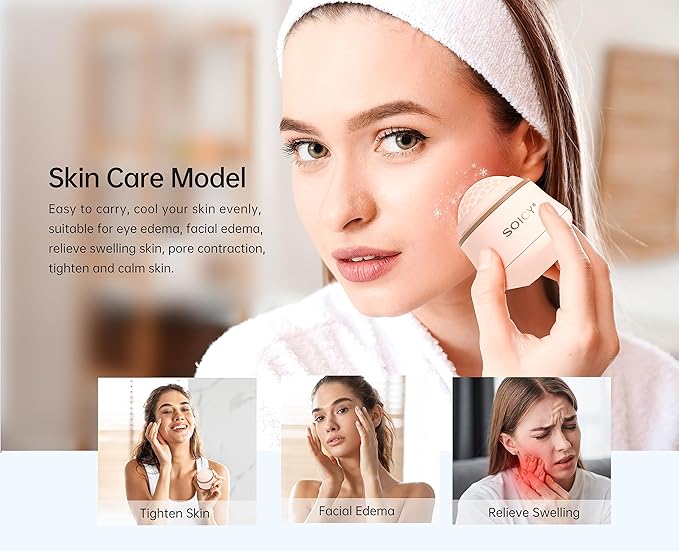 Facial Skin Care Tools Ice Roller for Face Personal Facial Massager Cooling Ice Roller Therapy Tools, Cold Facial Ice Roller Beauty Tool for Eye Puffiness Women Gift -Pink