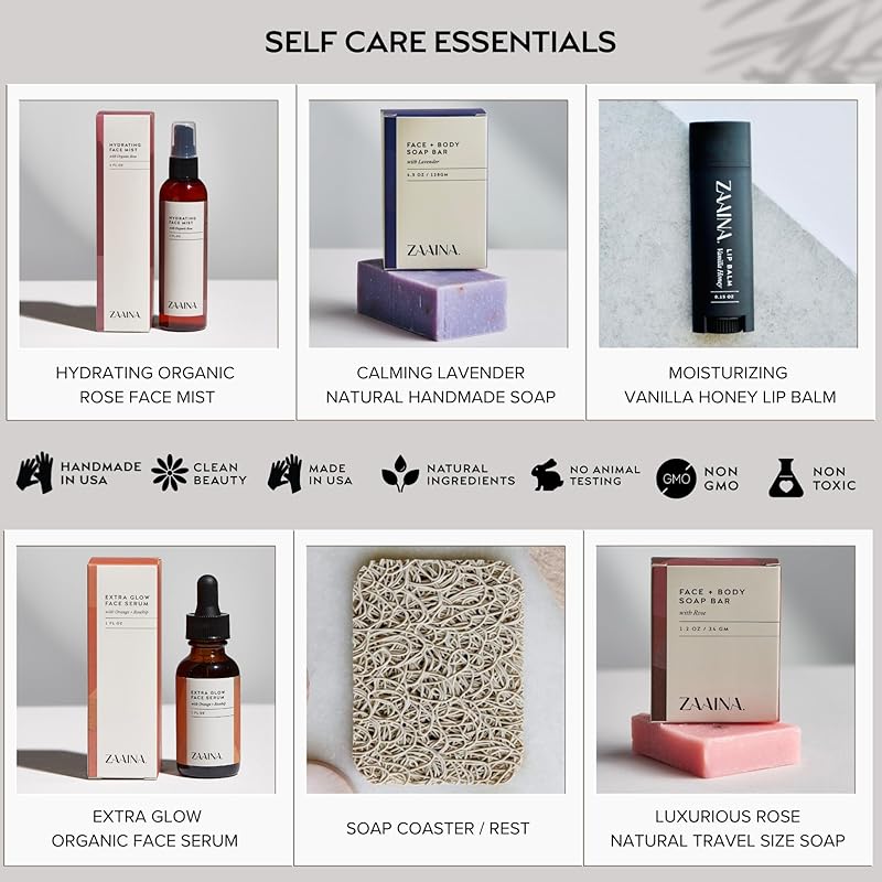 Spa Gift Set for Her - Relaxation Spa Kit for Women, Mother's Day Gifts Handmade in USA, Luxury Spa Gifts for Women, Spa Gift Basket for Mom, Pampering At Home Bath and Body Self Care Spa Package, Birthday Gifts for Women by ZAAINA