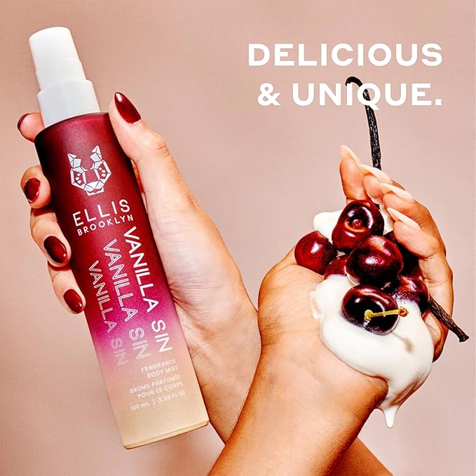 Ellis Brooklyn VANILLA Body Mist - Gourmand Perfume with Black Cherry, Fresh Freesia, & Bourbon Vanilla, Vegan Perfume Made In The USA, 100 ml/3.38 fl. oz