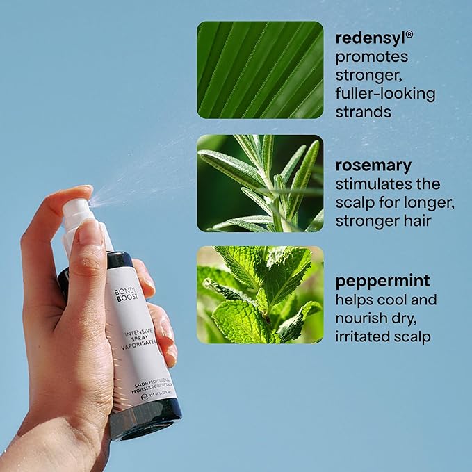 BONDIBOOST Intensive Thickening Spray [4.23 fl oz], Daily Leave In Hair Treatment to Reduce Hair Loss, Lightweight Mist for Thinning Hair + Density for Men & Women, Rosemary & Tea Tree Formula