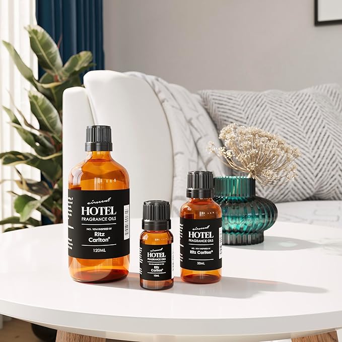 AirScent Hotel Diffuser Oil Inspired by The Ritz Carlton Hotel Scent - Premium Fragrance Oil No. 1014 for Ultrasonic and Waterless Diffusers and Crafting - 10 mL, 0.34 fl oz Glass Dropper Bottle