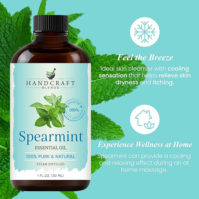 Handcraft Blends Spearmint Essential Oil - 1 Fl Oz - 100% Pure and Natural - Premium Grade Essential Oil for Diffuser and Aromatherapy