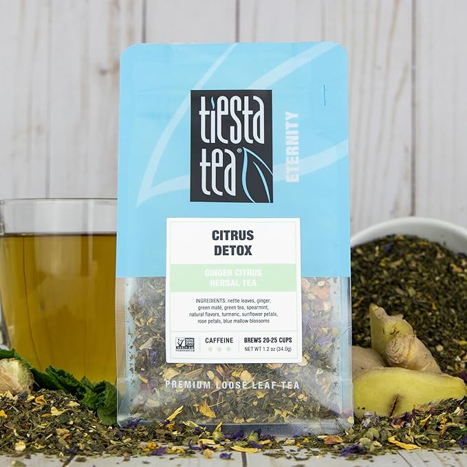 Tiesta Tea - Ginger Citrus Herbal | Loose Leaf | Lemon Ginger Tea with Mint and Chamomile | Herbal Bags Alternative | Hot or Iced | Caffeine-Free | Resealable Pouch | Brews 25 Cups - 1.2 Ounce