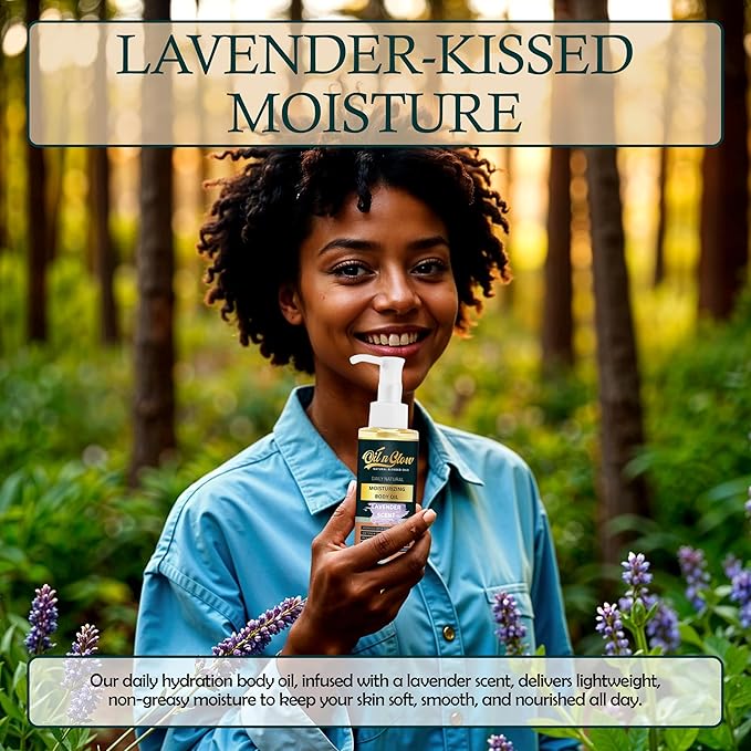 100% Pure Natural Hydrating Body Oil After Shower w/Vitamin E, Coconut, Jojoba, Olive, Almond - Moisturizing Oil For Dry Skin, Non-Greasy Body Oils, Anti-Aging - Lavender Scent, 5.07 fl oz
