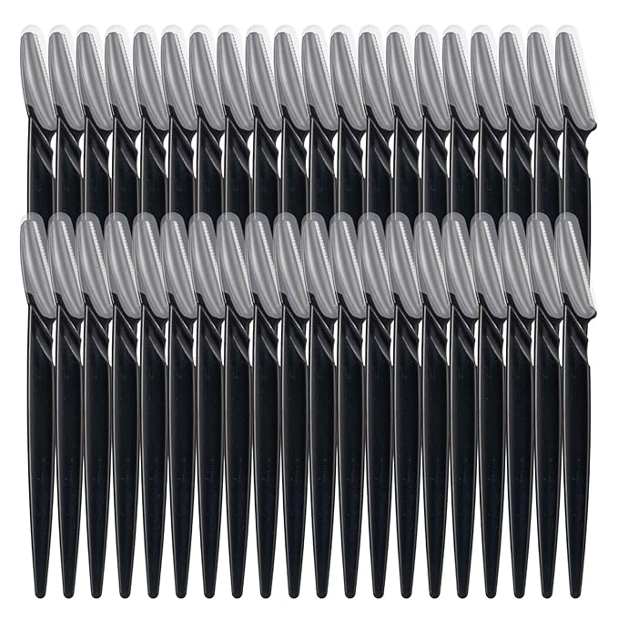 40pcs Eyebrow Razor for Women, Newbie Friendly Dermaplane Razor, Face Razors and Shaver Dermaplaning with Protective Covers (Black)