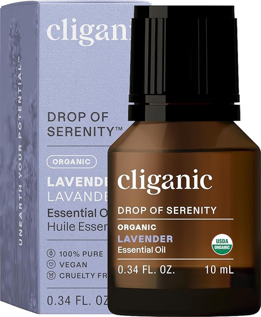 Cliganic USDA Organic Lavender Essential Oil - 100% Pure Natural Undiluted, for Aromatherapy Diffuser | Non-GMO Verified (Packaging May Vary)